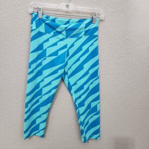 Marika Tek Womens Blue & Teal Zig-Zag Capri Leggings Size S